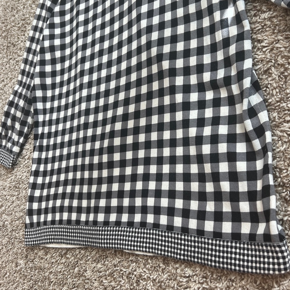 Talbots Charming Black and White Gingham 3/4 Sleeve Cardigan Sweater Size X = 12 - Picture 9 of 10